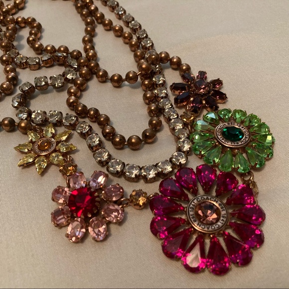 COACH Poppy Swarovski Crystal Flower 3 Strand Necklace 94584 - Picture 14 of 16